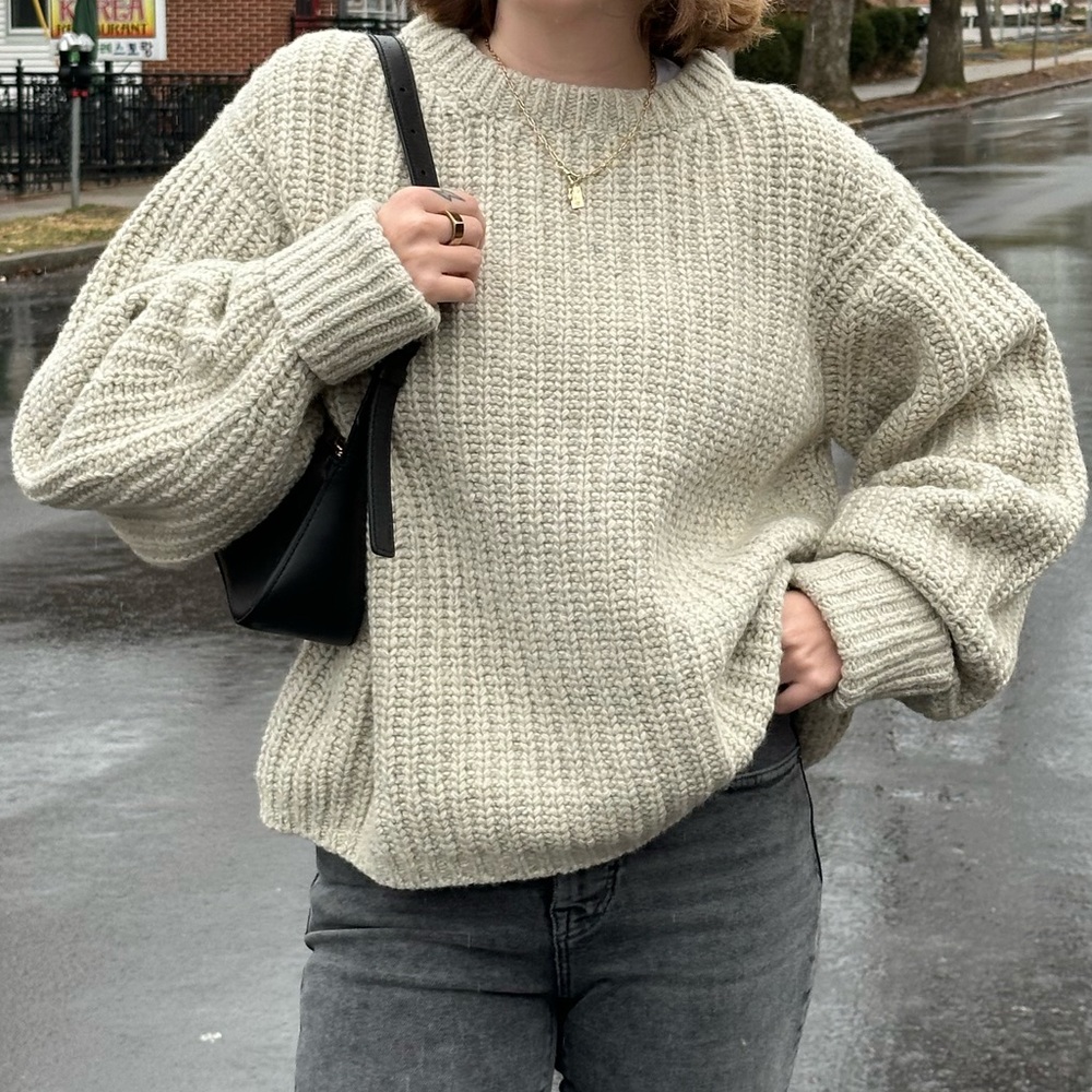 James Street Co Chunky Lowe Pullover, Medium, Marled Canvas